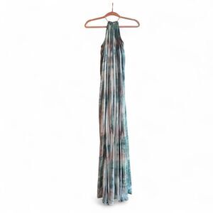 YFB Elie Trapeze Halter Swing Maxi Dress in Green Tie Dye Jupiter Wash XS NWT